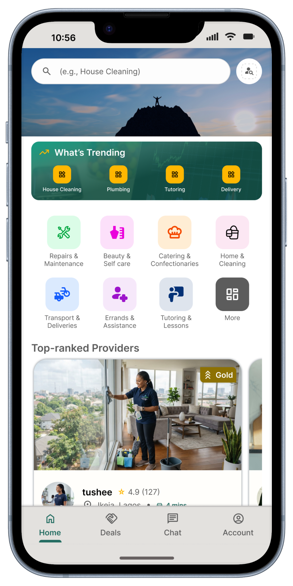 SeekProv mobile app home screen preview
